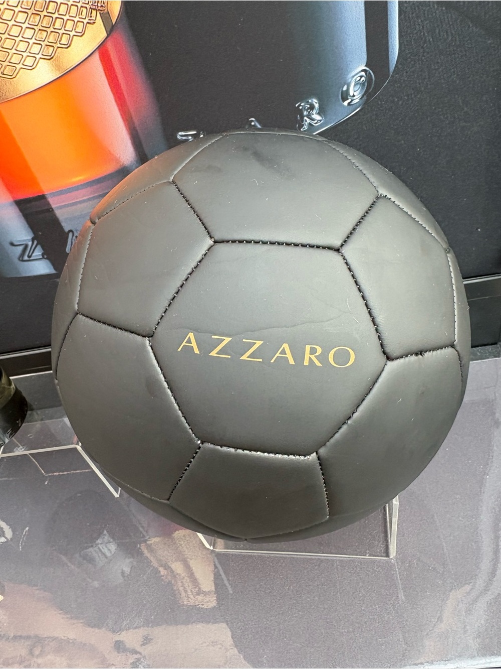 🆕 ⚽️ Azzaro Black Pleather Soccer Ball with pump included